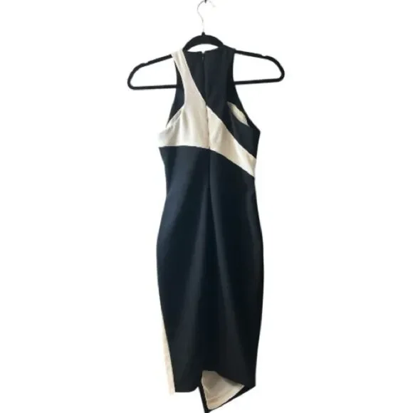 Elizabeth and James Shylen Asymmetrical Midi Dress in Black & White Sz 0 - Picture 5 of 15